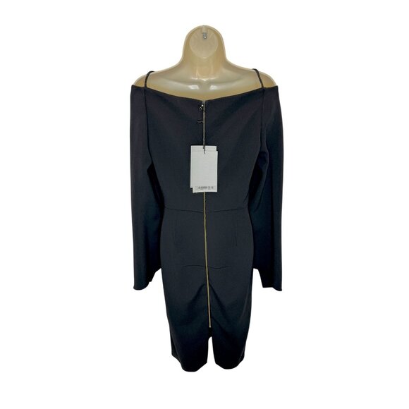 Roland Mouret Black Romolo Cape Sleeve Midi Dress NWT - Size 8 - Picture 3 of 14